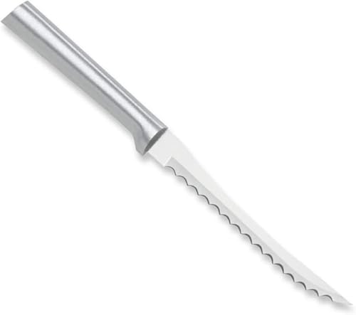 Rada Cutlery Tomato Slicer Knife (R126), 5' Stainless Steel Serrated Blade, Silver Handle, Pack of 6