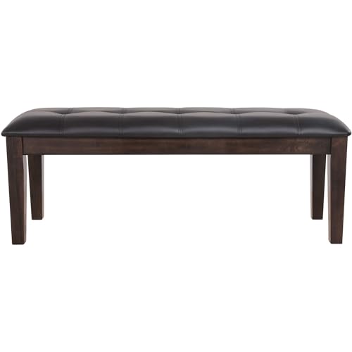 Signature Design by Ashley Haddigan Traditional Upholstered Dining Room Bench, Dark Brown
