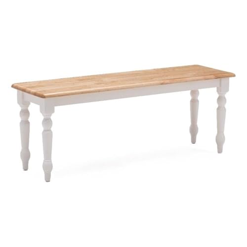 Boraam Farmhouse Bench, White/Natural 14 x 48 x 18