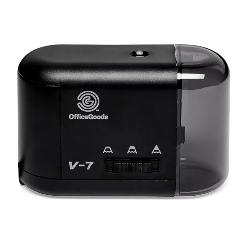 OfficeGoods Electric Pencil Sharpener - Battery or Cord Powered Portable Sharpener - Perfectly...