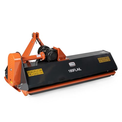 Titan Attachments 3 Point Flail Mower, 72' Charcoal Finish Fits Cat 1 Tractors, Replaceable Hammer...