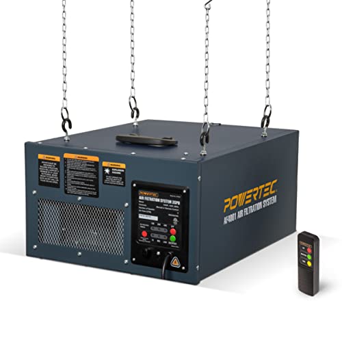 POWERTEC AF4000 3-Speed Remote Controlled Air Filtration System (300/350/400 CFM), Hanging Air...