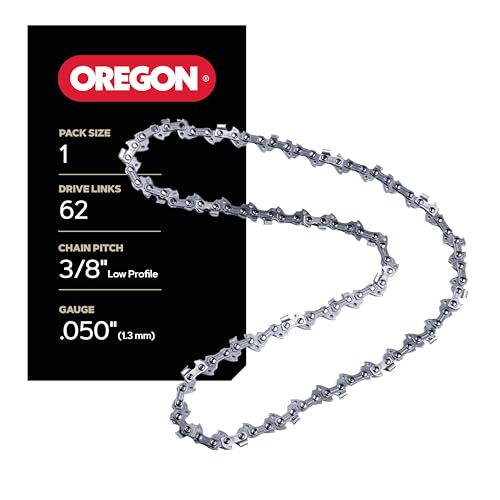 Oregon Chainsaw Chain 3/8' LP Pitch, .050' (1.3 mm) Gauge for 18' (45cm) Bar, 62 Drive Links –...