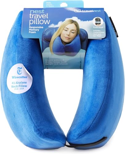 TRAVELREST Nest Neck Pillow Travel Essentials - Memory Foam Pillow and Patented Design, Support for...