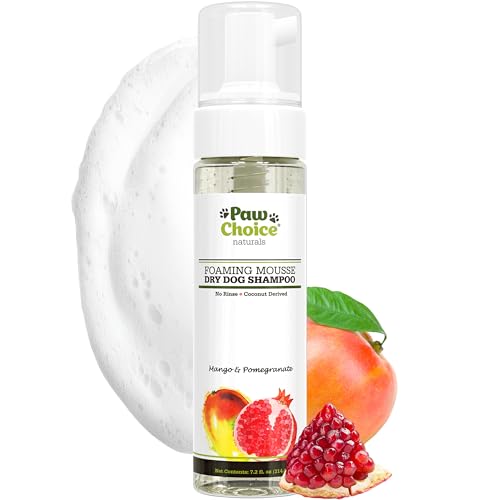 Paw Choice Dog Dry Shampoo - Hypoallergenic Waterless No Rinse Foam - Natural Coconut-Derived...