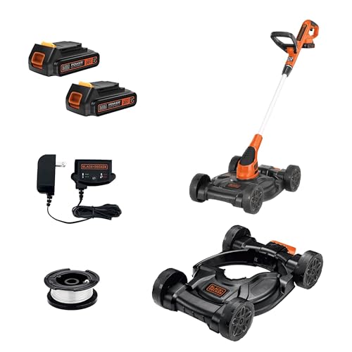 BLACK+DECKER Weed Eater, Lawn Edger and Cordless Lawn Mower 3 in 1 Combo, Includes (2) Batteries,...