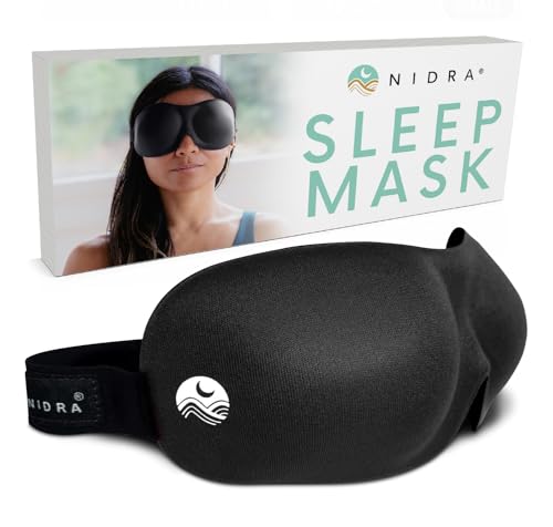 Nidra Contoured Sleep Mask for Side Sleepers – Zero Pressure Fit, Light Blocking Eye Shade for...