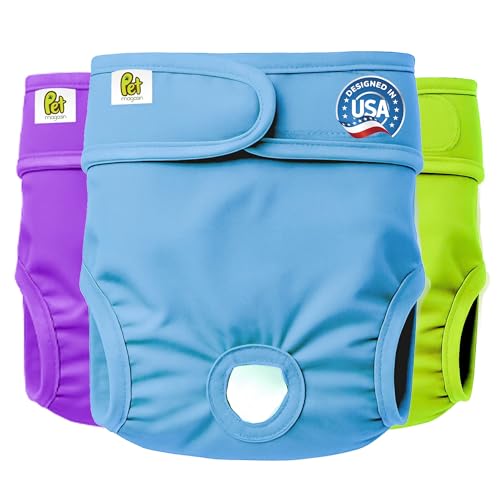 Pet Magasin Reusable Washable Dog Diapers (Pack of 3), Highly Absorbent with Strong & Flexible...