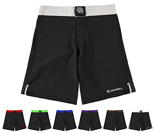 Sanabul Essential MMA Shorts for Men Boxing No Gi Jiu Jitsu Grappling BJJ Shorts, Silver 34 inch W