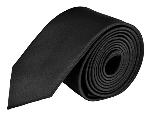 Moda Di Raza, black tie for men, Solid Pure Color Plain Neckties Formal Slim, Skinny, Narrow Size 57...
