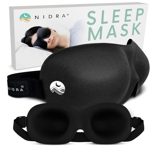 Nidra Contoured Sleep Mask for Side Sleepers – Zero Pressure Fit, Light Blocking Eye Shade for...