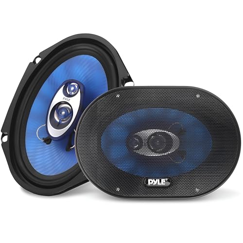 Pyle 5.25” Car Sound Speaker (Pair) - Upgraded Blue Poly Injection Cone 3-Way 200 Watt Peak...