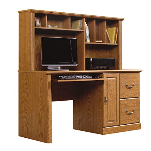 Sauder Orchard Hills Computer Desk with Hutch, Carolina Oak finish, L: 58.74' x D: 23.47' x H:...