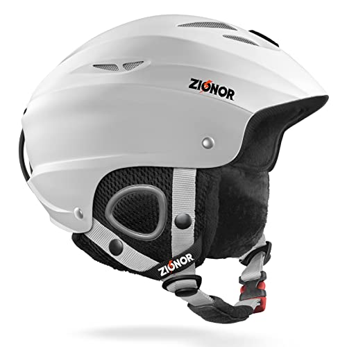 ZIONOR Lagopus H1 Ski Snowboard Helmet for Men Women - Air Flow Control Adjustable Fit White (Large)