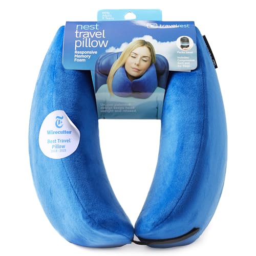 TRAVELREST Nest Neck Pillow Travel Essentials - Memory Foam Pillow and Patented Design, Support for...