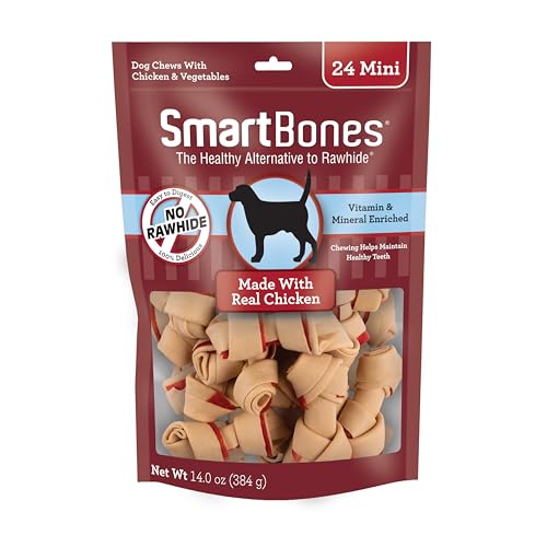 SmartBones Mini Bones with Real Chicken, 24 Count, Rawhide-Free Chews for Dogs