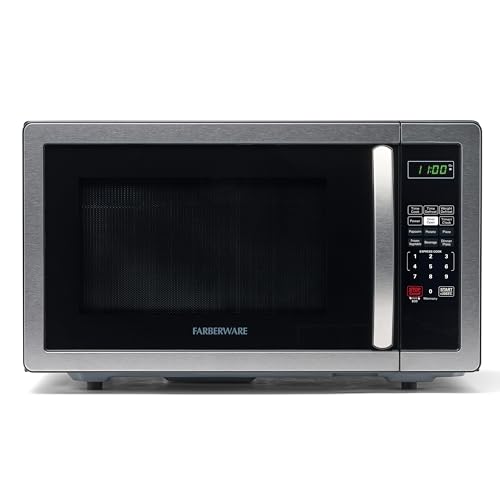 Farberware 1.1 Cu. Ft. Countertop Microwave Oven – 1000 Watts Power, Auto Cook Settings, Defrost,...