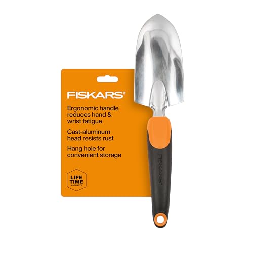 Fiskars Ergo Garden Trowel for Digging and Planting, Heavy Duty Gardening Hand Tool with Hanging...