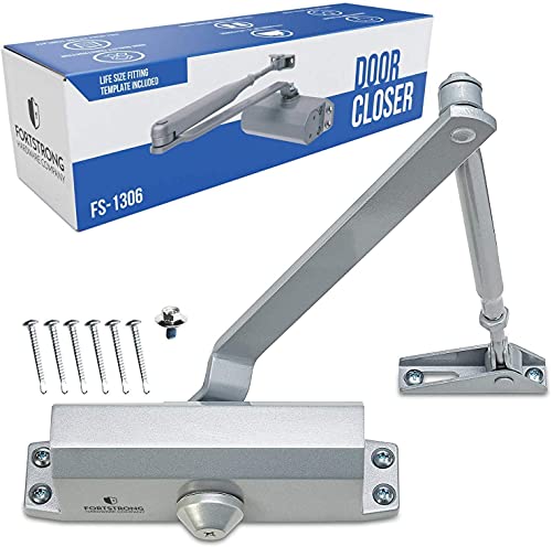 FORTSTRONG Door Closer (Silver) - Automatic Door Closer Commercial or Residential - Adjustable Grade...