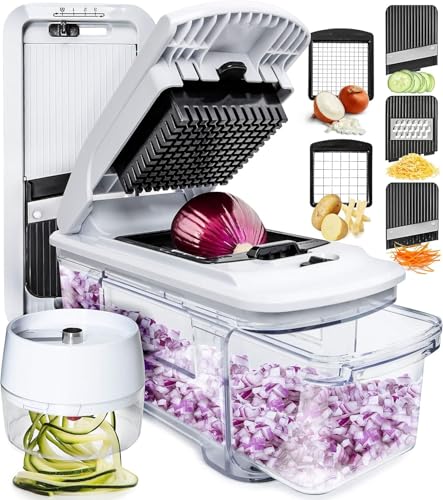Fullstar All-in-1 Vegetable Chopper and Mandoline Slicer for Kitchen - Cheese Grater, French Fry...