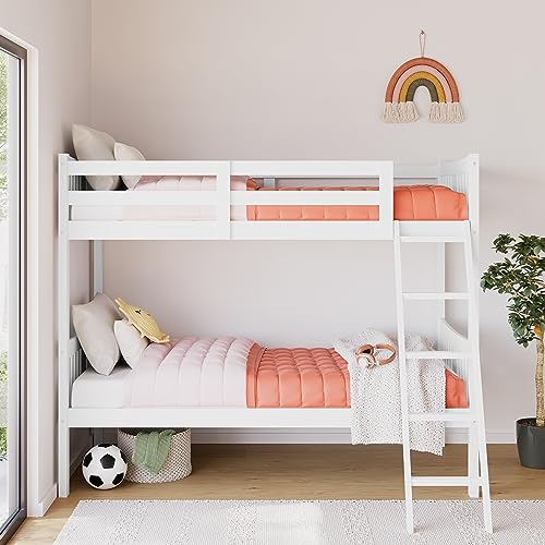 Storkcraft Caribou Bunk Bed Twin Over Twin Bunk Bed (White) - GREENGUARD Gold Certified, Twin Bunk...