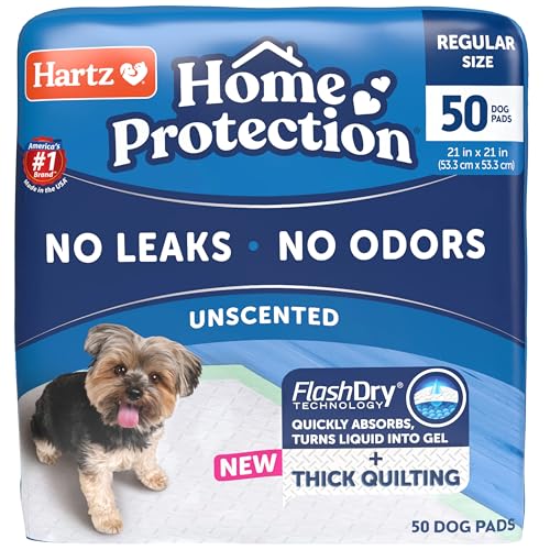 Hartz Home Protection Super Absorbent Odor Eliminating No Leaks Dog Pads, 50 Count