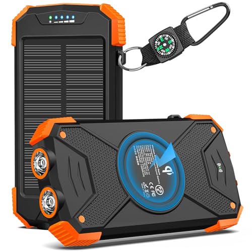 BLAVOR Solar Charger Power Bank 10,000mAh, Portable Wireless Charger, 20W Fast Charging External...