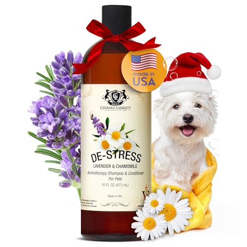 Dog Shampoo and Conditioner De-Stress Lavender & Chamomile 16 Fl Oz Dog Shampoo Itchy Skin Relief...