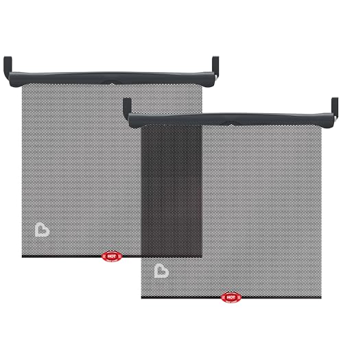 Munchkin Brica Sun Safety Car Window Shade with Heat Alert, Helps Block UVA/UVB Rays, 2 Pack, Black