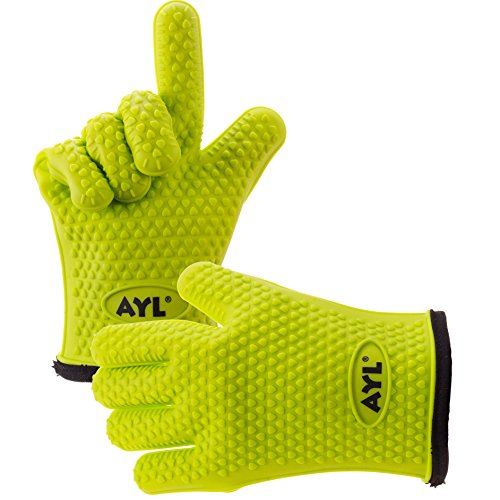 AYL Silicone BBQ Gloves - Extreme Heat Resistant Smoker & Oven Gloves for Grilling, Cooking, Baking...